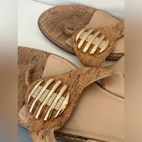 COACH AND FOUR VINTAGE CORK HEELED SANDALS FLIP FLOPS SZ 9.5 - Picture 4 of 7